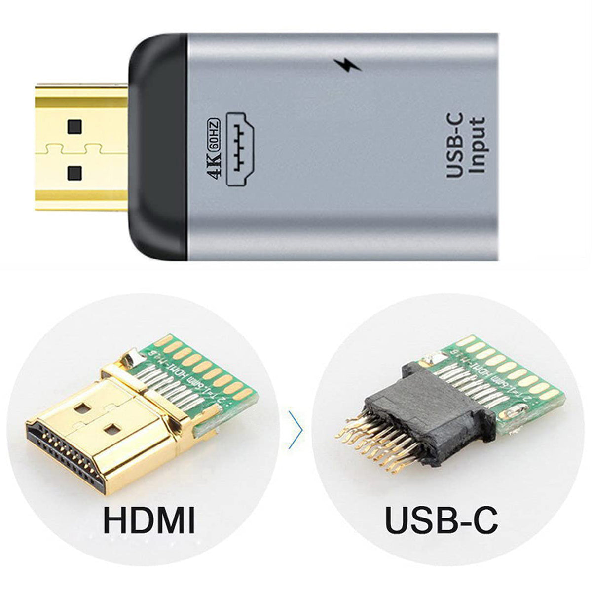 USB C to HDMI Adapter 4K 60Hz Female to Male Type C DP Alt Mode PD Power Converter for Laptop MacBook Pro XPS Chromebook Phone Monitor TV Projector