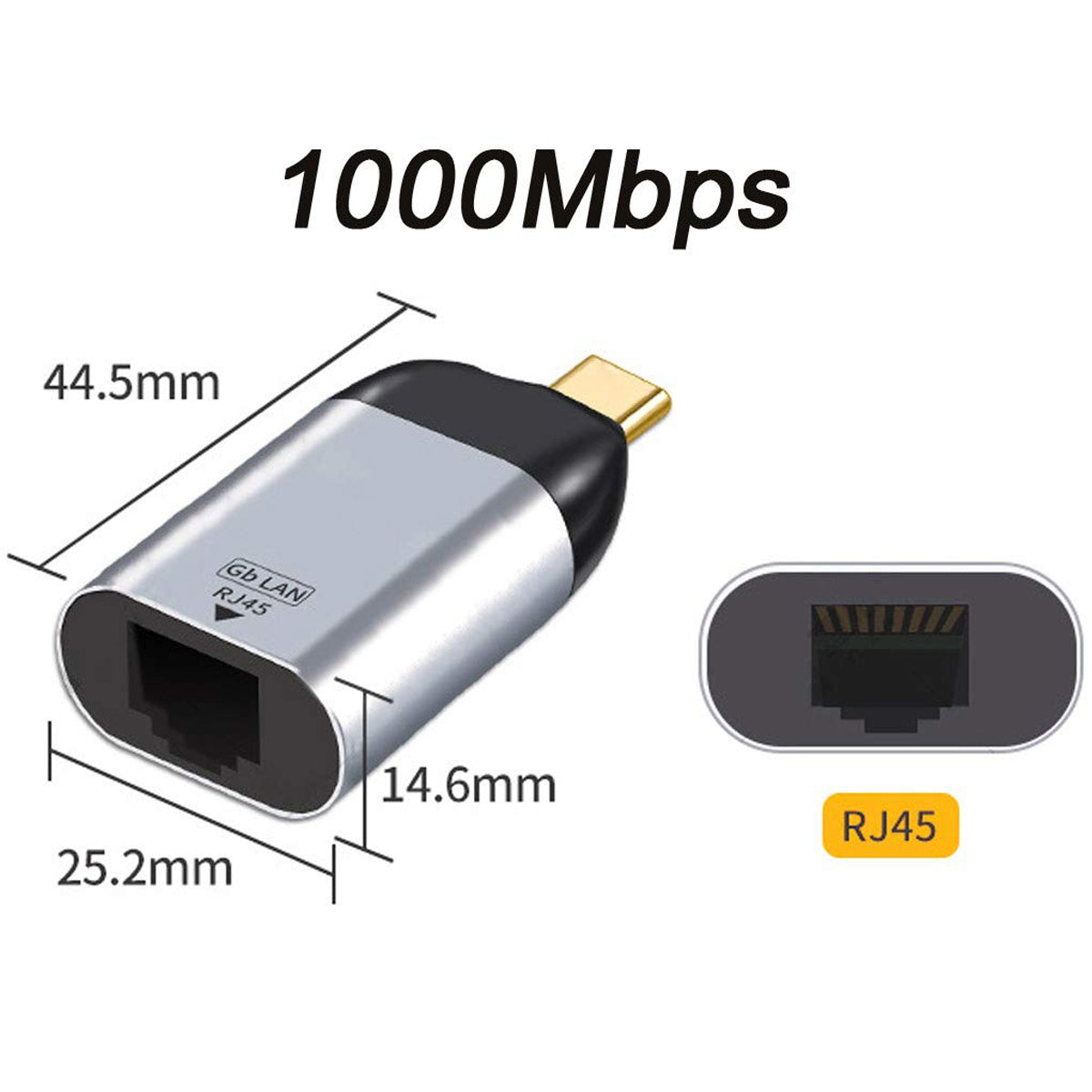 USB C to Ethernet Adapter Gigabit 1000Mbps Type C to RJ45 LAN Network Converter Cable Free for MacBook Pro Air iPad Pro Dell XPS Surface Laptop PC