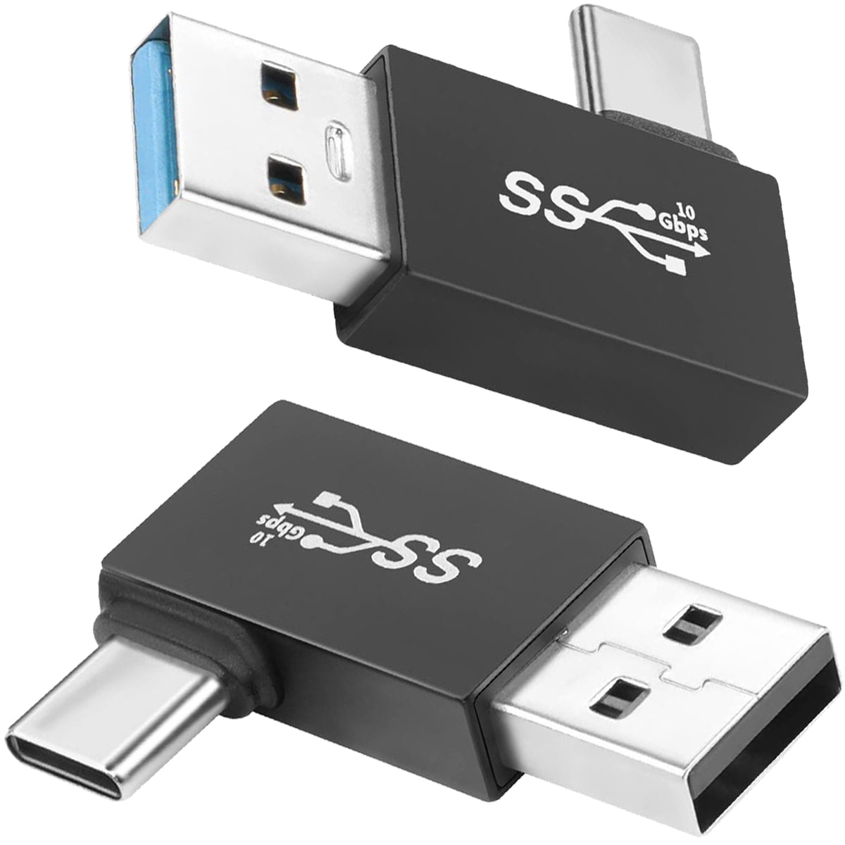 USB A Male to USB C Male 90 Degree Adapter 10Gbps Side Angle Type C Converter QC 60W PD 15W for Phone Laptop PC Charger Power Bank