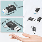 USB A Male to USB C Male 90 Degree Adapter 10Gbps Side Angle Type C Converter QC 60W PD 15W for Phone Laptop PC Charger Power Bank