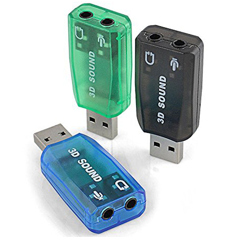 USB Sound Card Adapter, USB to 3.5mm Headphone & Microphone Jack, 5.1 Channel Stereo, Plug & Play, Raspberry Pi, Windows, Mac, Linux, PS4, PC
