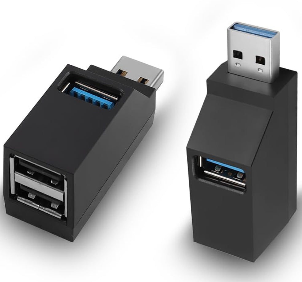 3 Port Portable USB Hub 1 USB 3.0 2 USB 2.0 90 Degree Data Splitter Adapter for PC Laptop MAC