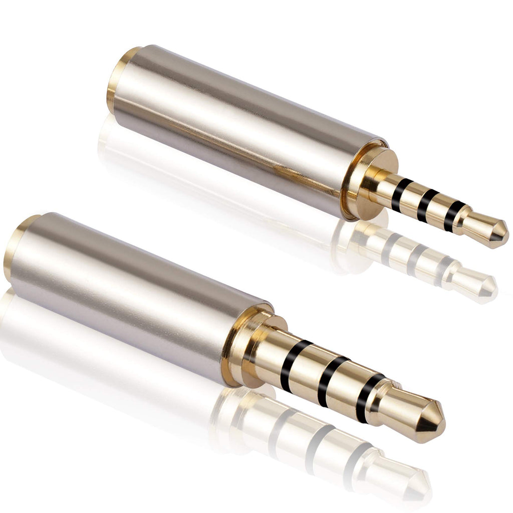 2.5mm to 3.5mm / 3.5mm to 2.5mm Audio Adapter Gold Plated Stereo Converter Headphone Mic Jack Compatible with Smartphones Tablets PC