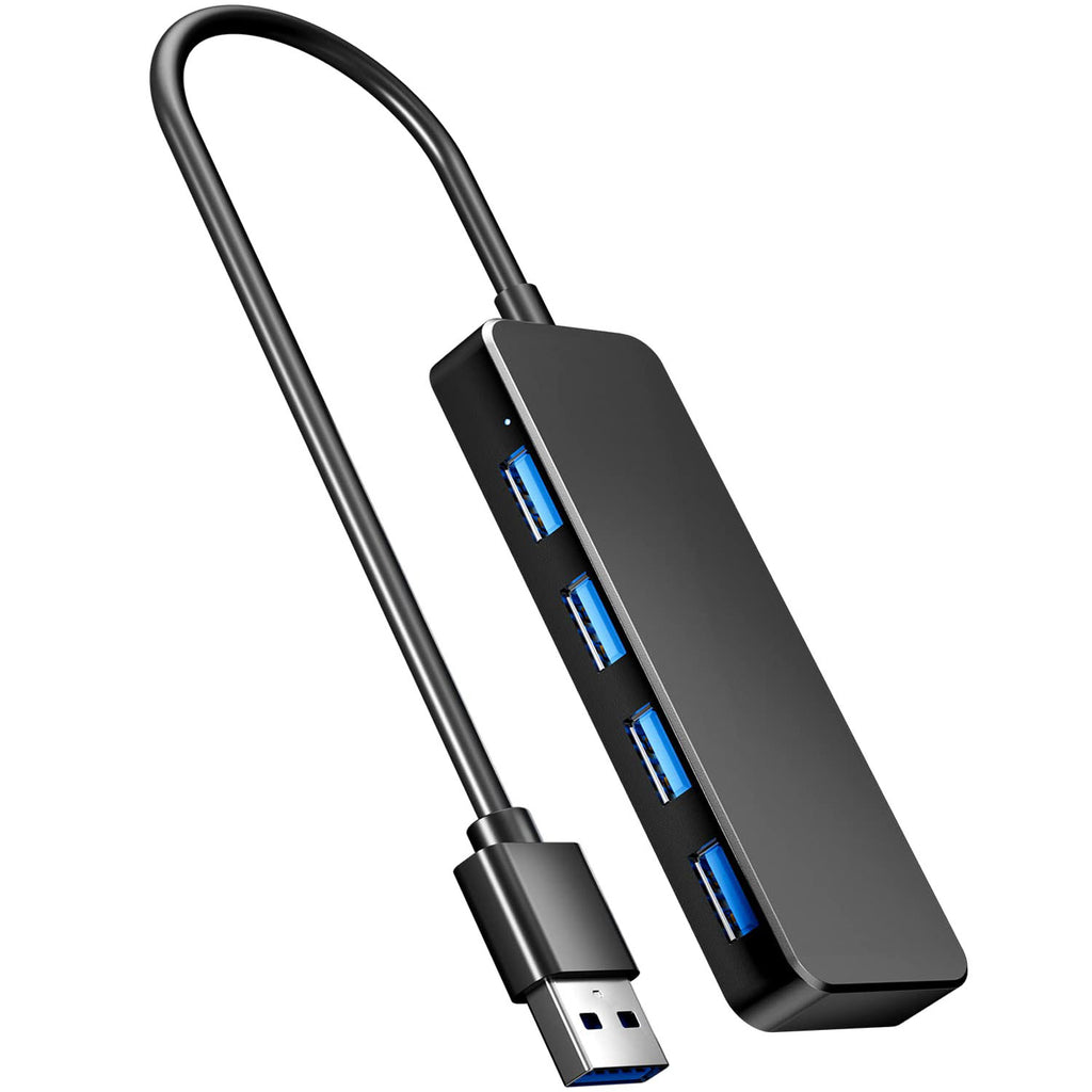 4-Port USB 3.0 Hub – 5Gbps Data Transfer LED Indicator Ultra-Slim 1cm No Charging for USB-A Laptops and PCs
