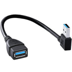 USB 3.0 Extension Cable Male to Female 90 Degree Right Angle 25cm 5Gbps SuperSpeed for PC Laptop Hard Drive Keyboard Mouse USB Hub