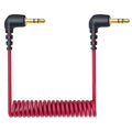 3.5mm TRS Male to Male Coiled Microphone Cable Right Angle Plug for Camera Wireless Mic Receiver DSLR Camcorder Compatible with Rode SC2