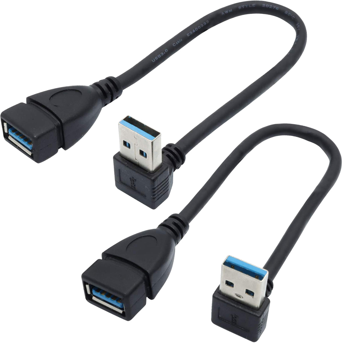USB 3.0 Extension Cable Male to Female 90 Degree Up Down Angle 23cm 5Gbps SuperSpeed for PC Laptop Hard Drive Keyboard Mouse USB Hub