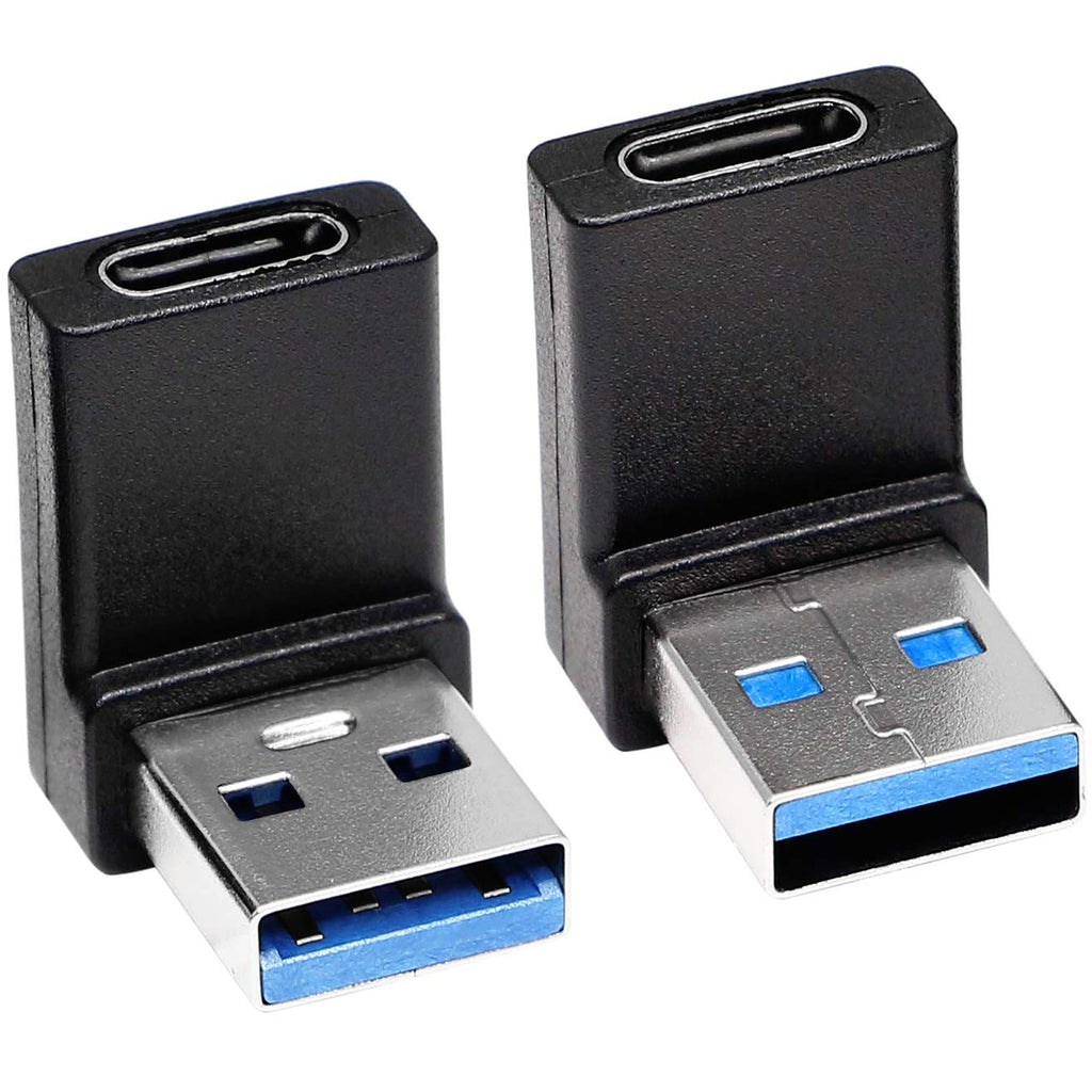 90 Degree USB C to USB A Adapter Type C Female to USB 3.0 Male Connector Compatible with Laptops Wall Chargers