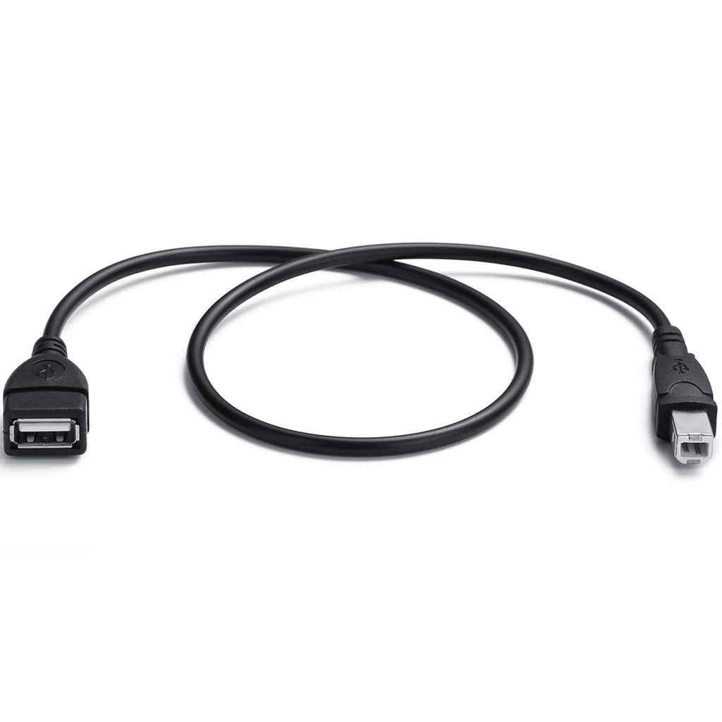 USB 2.0 Type-A Female to Type-B Male Printer Adapter Cable (50cm, Black)