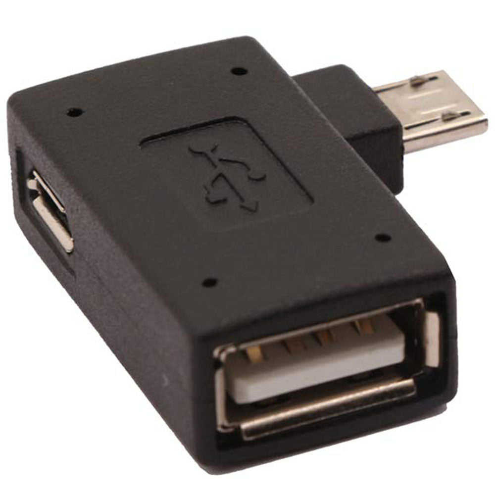 2-in-1 Powered Micro USB OTG Adapter with Right-Angle Connector for Fire TV Stick, NES Classic Mini, Sega Genesis