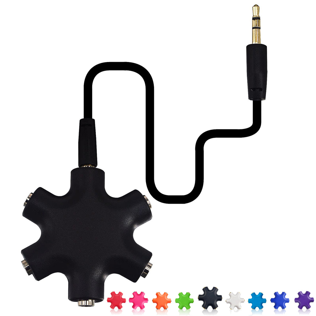 3.5mm Headphone Splitter 5 Way 1 Male to 5 Female Audio Hub Share Music with 5 Headphones for Phone Laptop Tablet