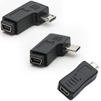 Micro USB Male to Mini USB Female Adapter Connector (Straight / Left-Angle / Right-Angle) for Charging and Data Sync