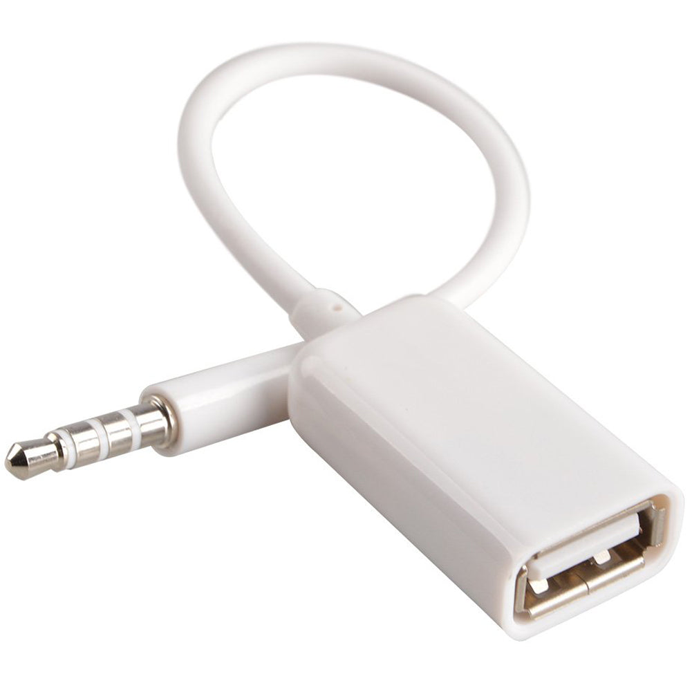 3.5mm AUX to USB 2.0 Adapter for Car MP3 Decoder – 15cm Cable, Play USB Flash Drive Music via Car AUX-IN Port