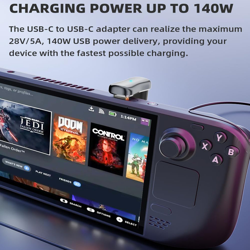 180 Degree U Shape USB C Adapter Type C Male to Female 140W 20Gbps 4K Video Extender for Steam Deck Switch Laptop Tablet Smartphone