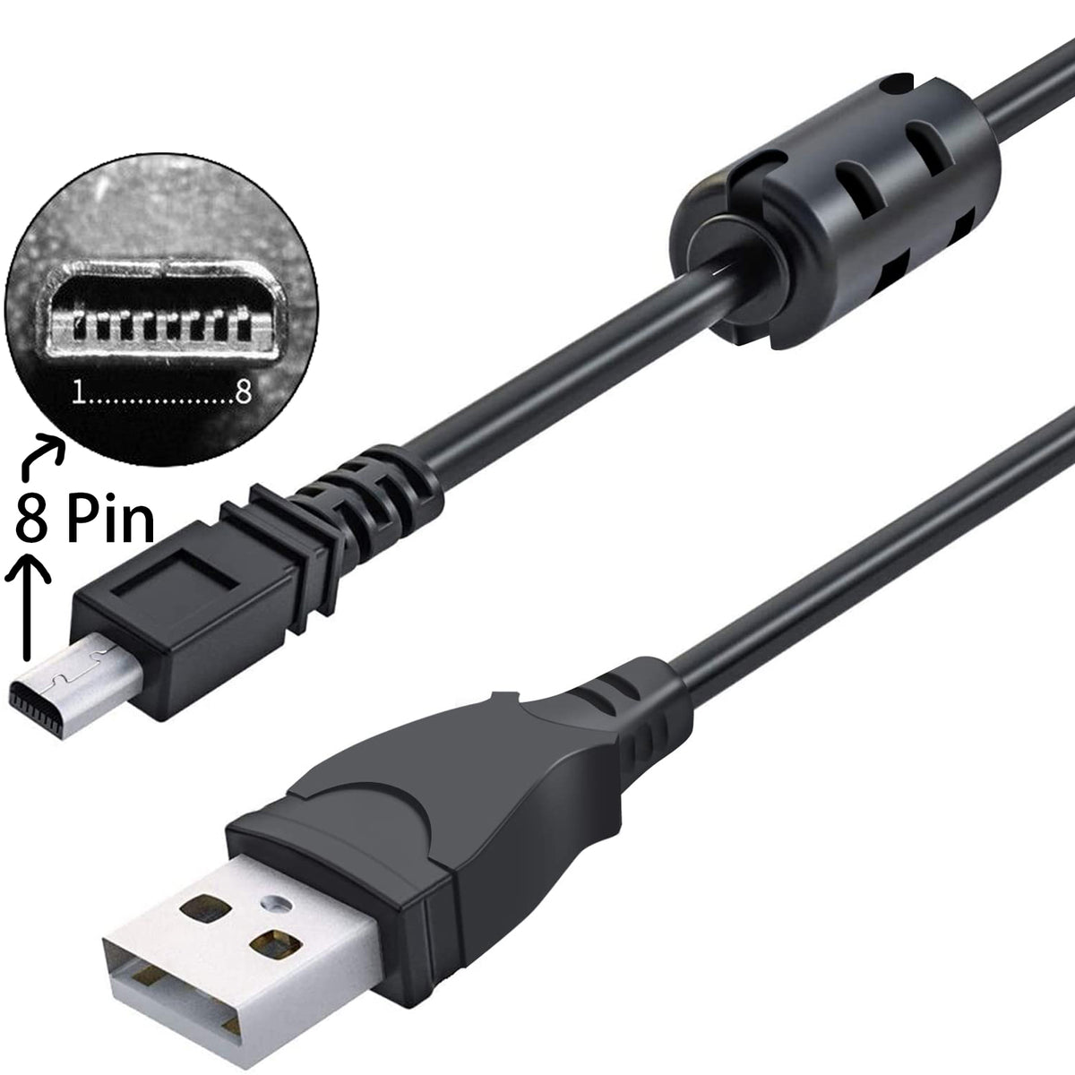 UC E6 USB Camera Cable for Nikon DSLR Coolpix D3300 D3200 D5300 D7200 D750 B500 8 Pin Mini USB to USB A Photo Transfer Data Sync Charger Cord for PC Mac Laptop