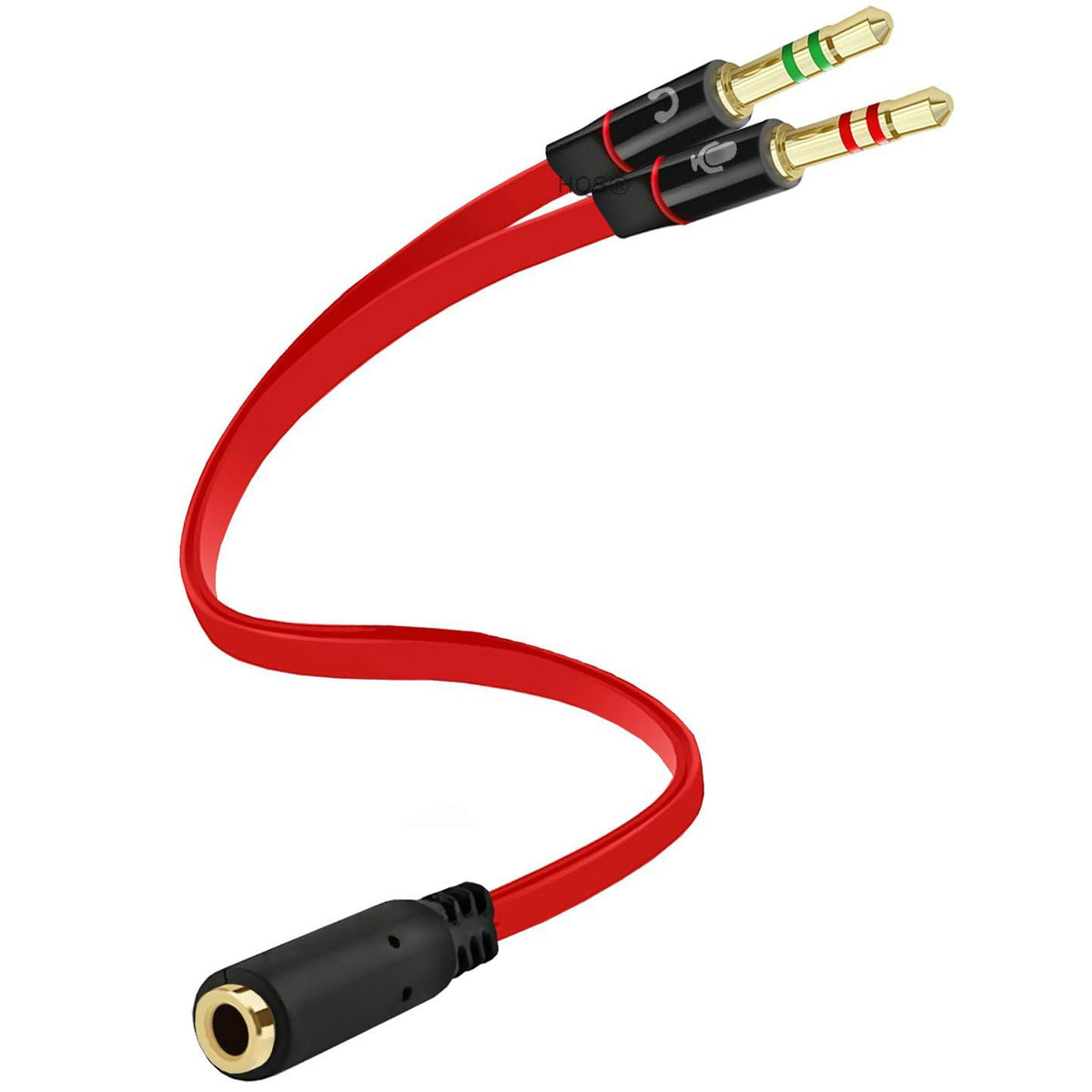 3.5mm Headset Splitter Cable for PC Gold Plated TRRS Female to Dual TRS Male Headphone and Mic Y Adapter 20cm