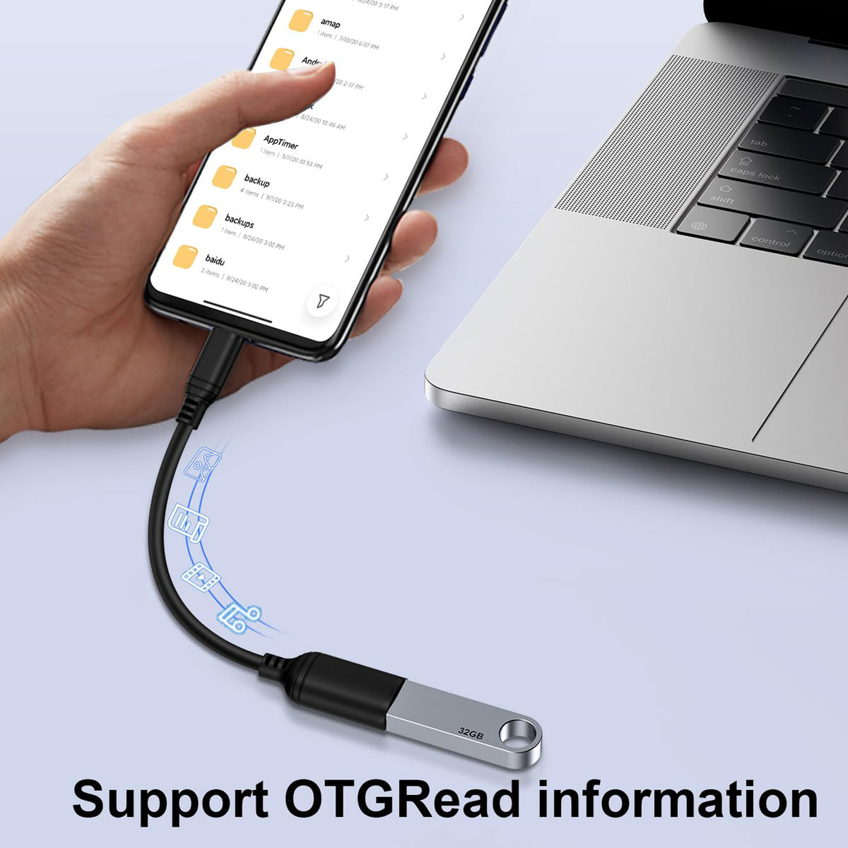 USB C to USB 3.0 Adapter Cable Type C Male to USB A Female OTG Cord 5Gbps High Speed Data Sync Pigtail for iPhone 16 15 iPad MacBook Samsung Galaxy Flash Drive