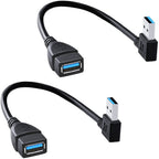 USB 3.0 Extension Cable Male to Female 90 Degree Right Angle 25cm 5Gbps SuperSpeed for PC Laptop Hard Drive Keyboard Mouse USB Hub