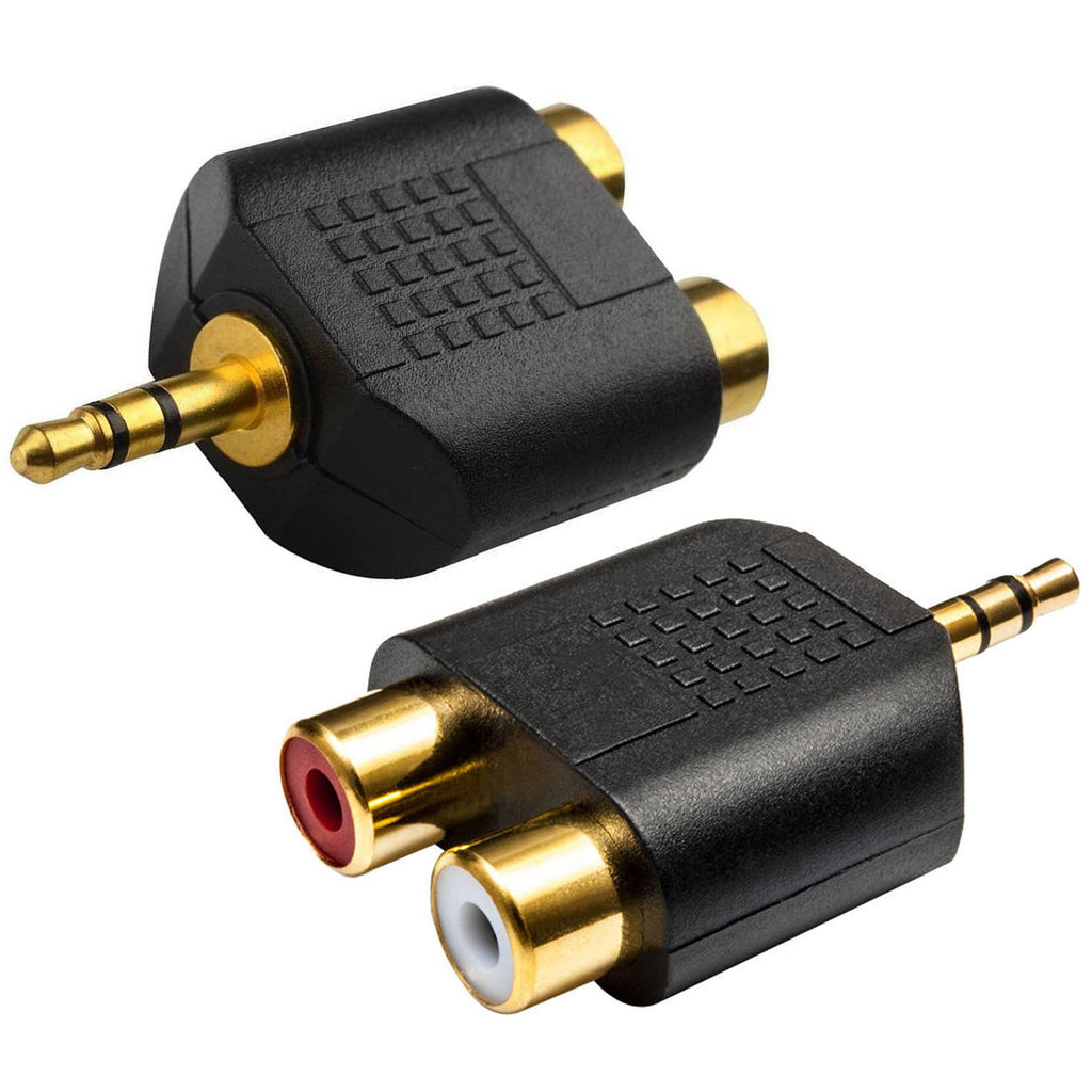 3.5mm Male to Dual RCA Female Audio Adapter Gold Plated Stereo Y Splitter Converter for Home Stereo Amplifier Speaker AV Receiver
