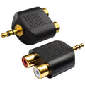 3.5mm Male to Dual RCA Female Audio Adapter Gold Plated Stereo Y Splitter Converter for Home Stereo Amplifier Speaker AV Receiver