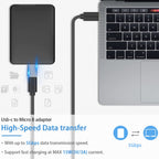 USB C to Micro B Adapter 5Gbps Type C to Micro USB 3.0 Adapter for External Portable Hard Drive SSD HDD Data Transfer and Charging