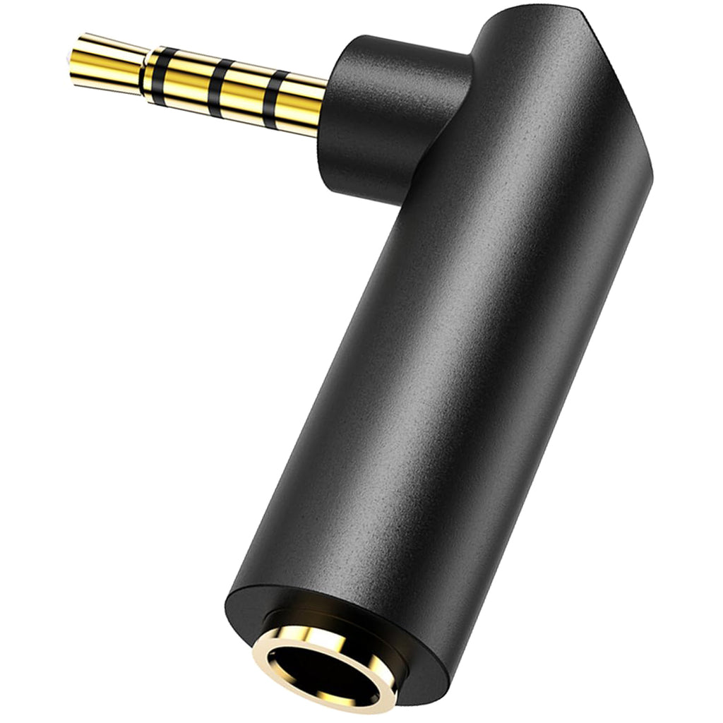 3.5mm Right Angle Adapter Male to Female 90 Degree Gold Plated TRRS AUX Connector for Headset Microphone Tablet Game Controller