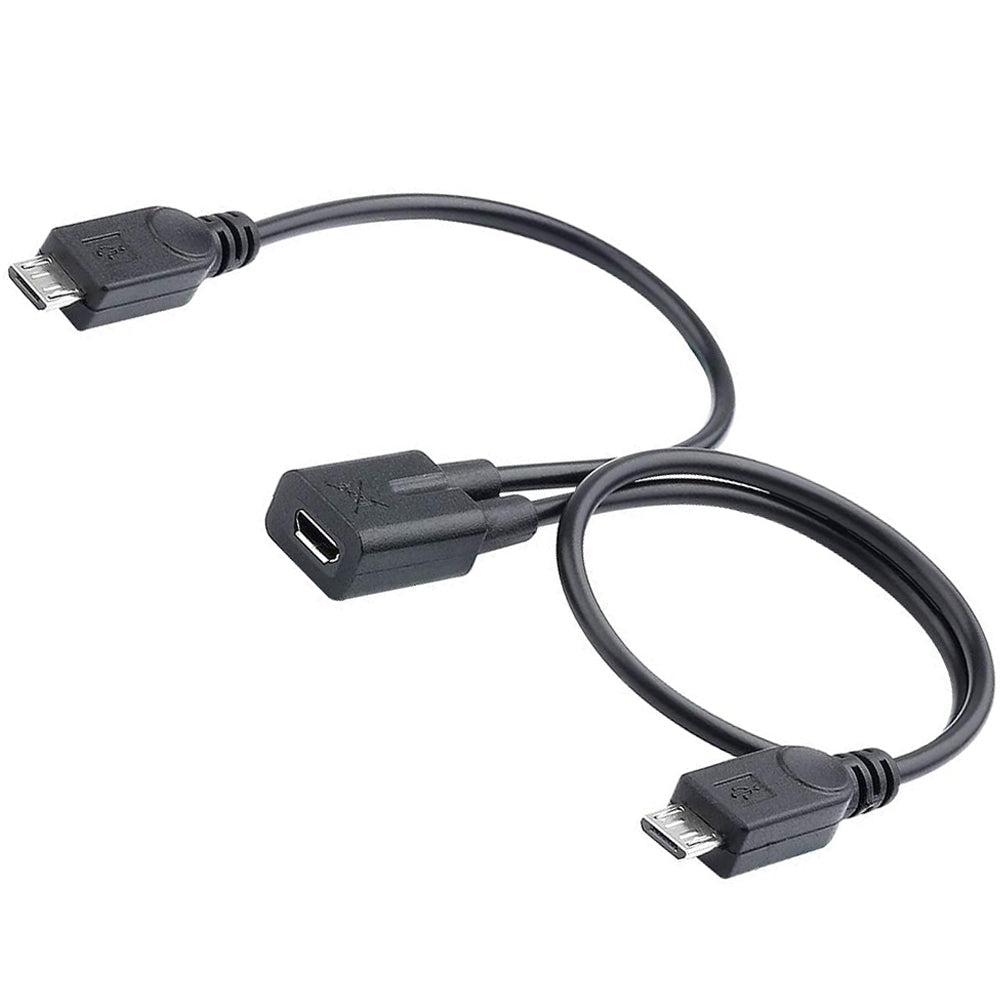 Micro USB Splitter Cable 1 Female to 2 Male Dual Y Cord Simultaneous Charging and Data Sync Extension Wire for Security Camera PS4 Controller Kindle Speaker Dash Cam