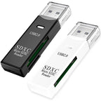USB SD Card Reader 2 in 1 Dual Slot Flash Memory Adapter Micro SD TF SDHC SDXC USB 2.0 for PC Laptop Desktop Camera Dash Cam Trail Camera