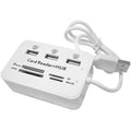 3 Port USB Hub and Multi Card Reader Combo External USB 2.0 Splitter SD TF Micro SD MS M2 Memory Card Adapter for PC Laptop Desktop Mac Windows