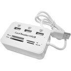 3 Port USB Hub and Multi Card Reader Combo External USB 2.0 Splitter SD TF Micro SD MS M2 Memory Card Adapter for PC Laptop Desktop Mac Windows