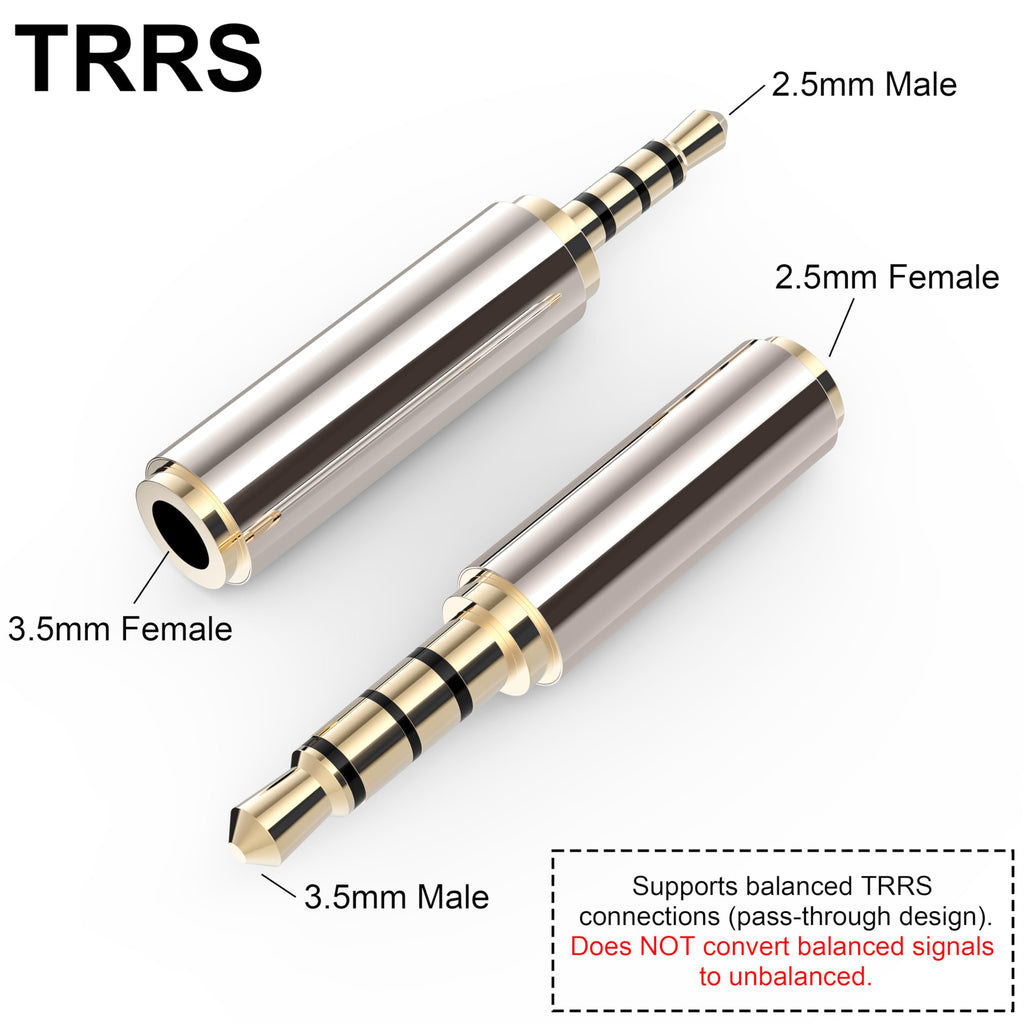 2.5mm to 3.5mm / 3.5mm to 2.5mm Audio Adapter Gold Plated Stereo Converter Headphone Mic Jack Compatible with Smartphones Tablets PC