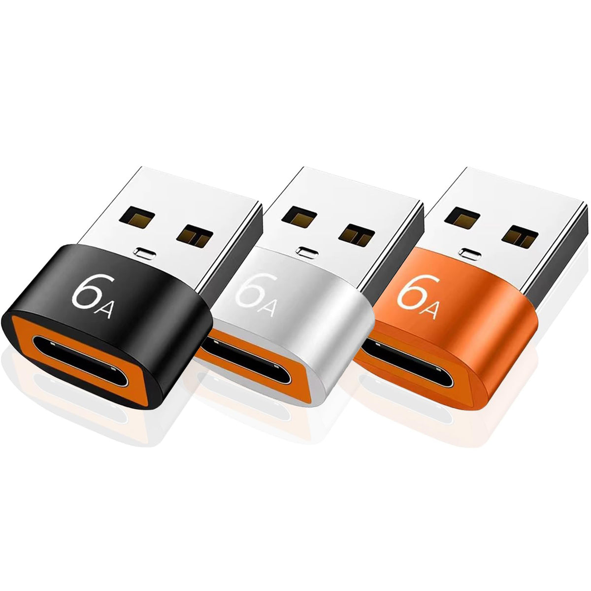 USB to USB C Adapter 6A Fast Charging Type C Female to USB 3.0 A Male Converter 5Gbps Aluminum Connector for Car Charger PC Laptop Wall Charger Power Bank