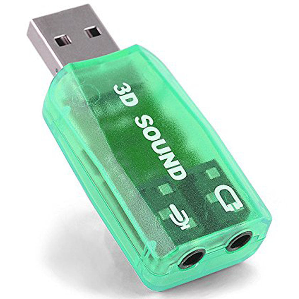 USB Sound Card Adapter, USB to 3.5mm Headphone & Microphone Jack, 5.1 Channel Stereo, Plug & Play, Raspberry Pi, Windows, Mac, Linux, PS4, PC