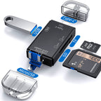 6 in 1 USB C SD Card Reader OTG Adapter Type C USB A Micro USB 3 Plugs Micro SD TF with USB Port for iPhone 16 15 Samsung Galaxy iPad MacBook Android PC Laptop