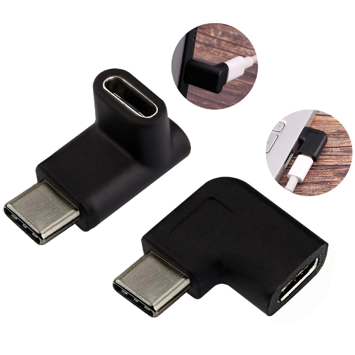 USB C Male to Female 90 Degree Adapter Type C Angled Extension Connector Compatible with Laptops Tablets Phones