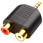 3.5mm Male to Dual RCA Female Audio Adapter Gold Plated Stereo Y Splitter Converter for Home Stereo Amplifier Speaker AV Receiver