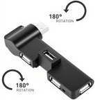 USB 2.0 Hub 4-Port 480Mbps, 90°/180° Rotatable, Plug & Play USB Splitter for Laptop, PC, Flash Drive, Keyboard, Mouse – Windows/Mac/Linux