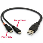 USB A to Dual Micro USB Y Splitter Cable 30cm Charge and Sync Two Micro USB Devices One Port Data and Charge One Port Charge Only