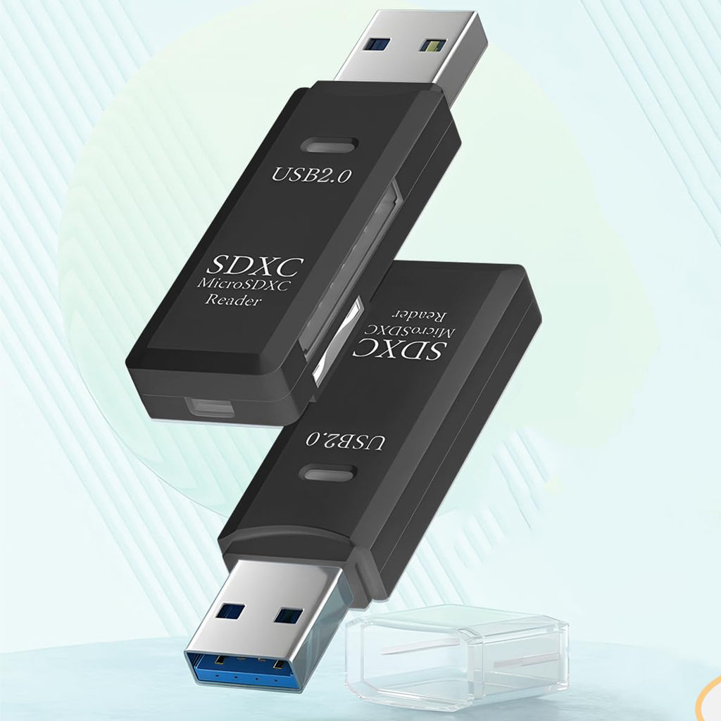 USB SD Card Reader 2 in 1 Dual Slot Flash Memory Adapter Micro SD TF SDHC SDXC USB 2.0 for PC Laptop Desktop Camera Dash Cam Trail Camera