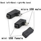 Micro USB Male to Mini USB Female Adapter Connector (Straight / Left-Angle / Right-Angle) for Charging and Data Sync