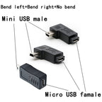 Mini USB Male to Micro USB Female Adapter Connector (Straight / Left-Angle / Right-Angle) for Charging and Data Sync