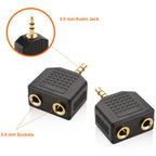 3.5mm Headphone Splitter 1 Male to 2 Female Audio Y Adapter Share Music with Two Headphones 1/8 Inch AUX Connector