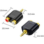3.5mm Male to Dual RCA Female Audio Adapter Gold Plated Stereo Y Splitter Converter for Home Stereo Amplifier Speaker AV Receiver