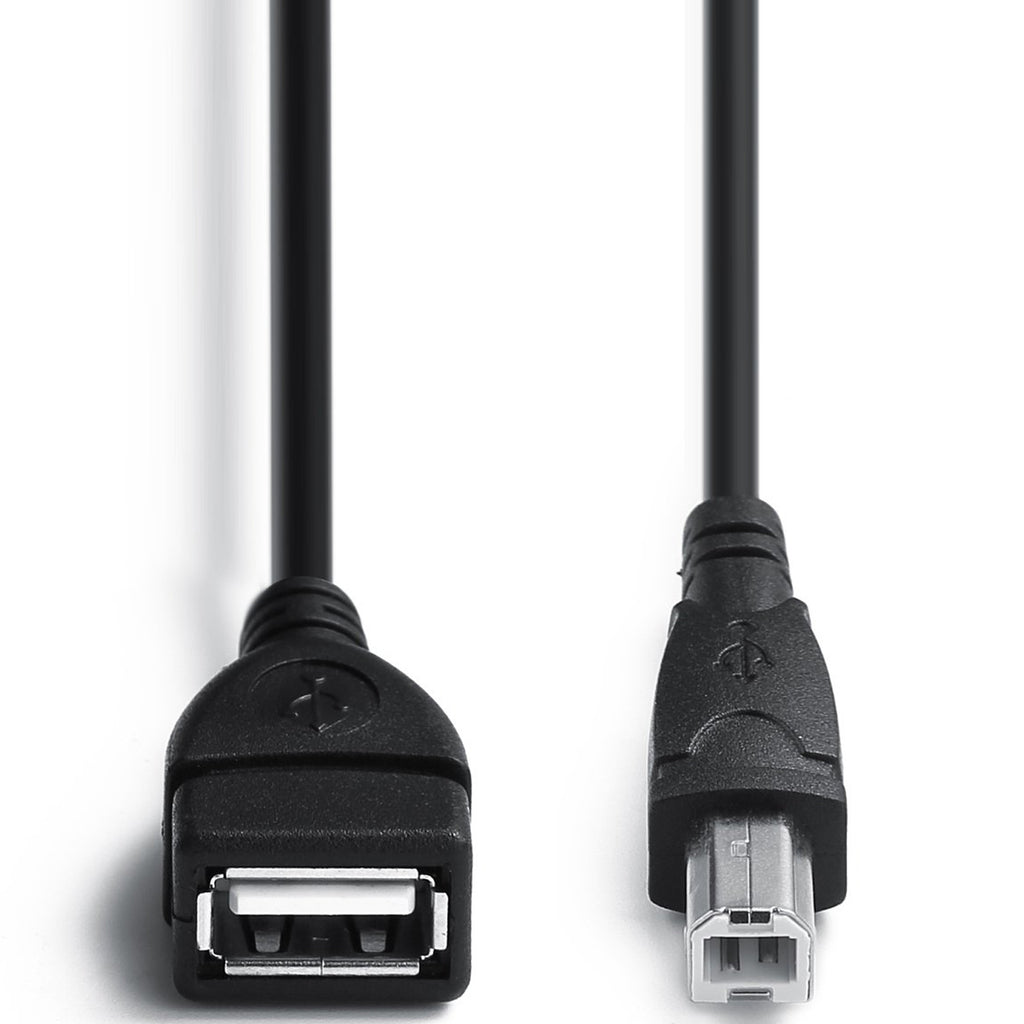 USB 2.0 Type-A Female to Type-B Male Printer Adapter Cable (50cm, Black)