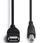 USB 2.0 Type-A Female to Type-B Male Printer Adapter Cable (50cm, Black)