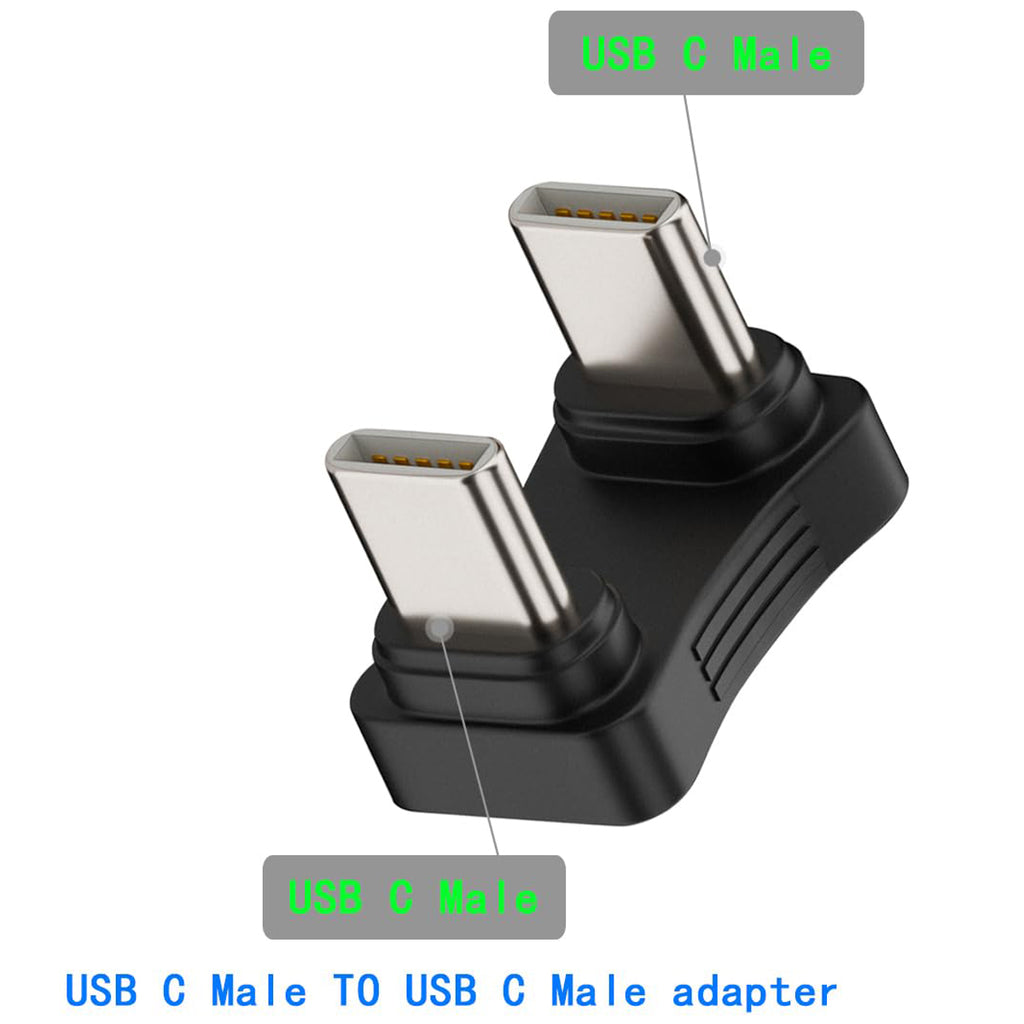 180 Degree USB C Male to Male U Shape Adapter PD 65W Fast Charging 480Mbps Data Coupler Extender Back Angled Type C for Steam Deck Switch iPhone 16 15 PC Laptop