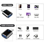 USB C Male to USB 3.0 Female Adapter with LED Indicator High-Speed OTG Converter Compatible with Laptops Tablets