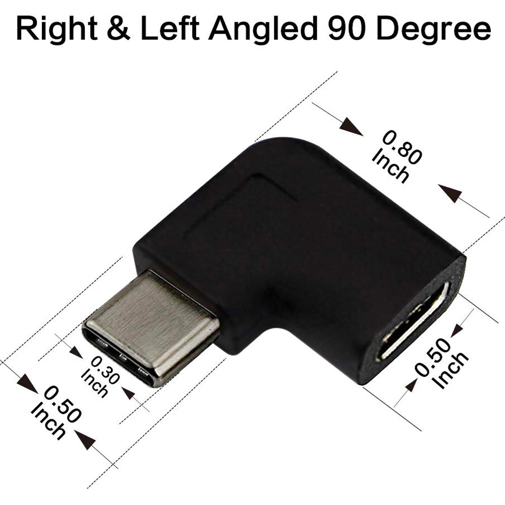 USB C Male to Female 90 Degree Adapter Type C Angled Extension Connector Compatible with Laptops Tablets Phones