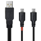 USB A to Dual Micro USB Y Splitter Cable 30cm Charge and Sync Two Micro USB Devices One Port Data and Charge One Port Charge Only
