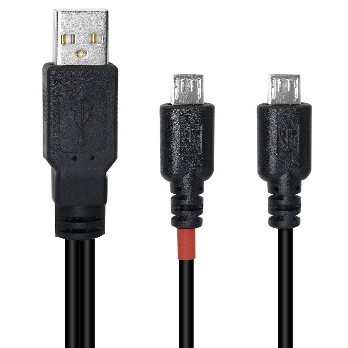 USB A to Dual Micro USB Y Splitter Cable 30cm Charge and Sync Two Micro USB Devices One Port Data and Charge One Port Charge Only
